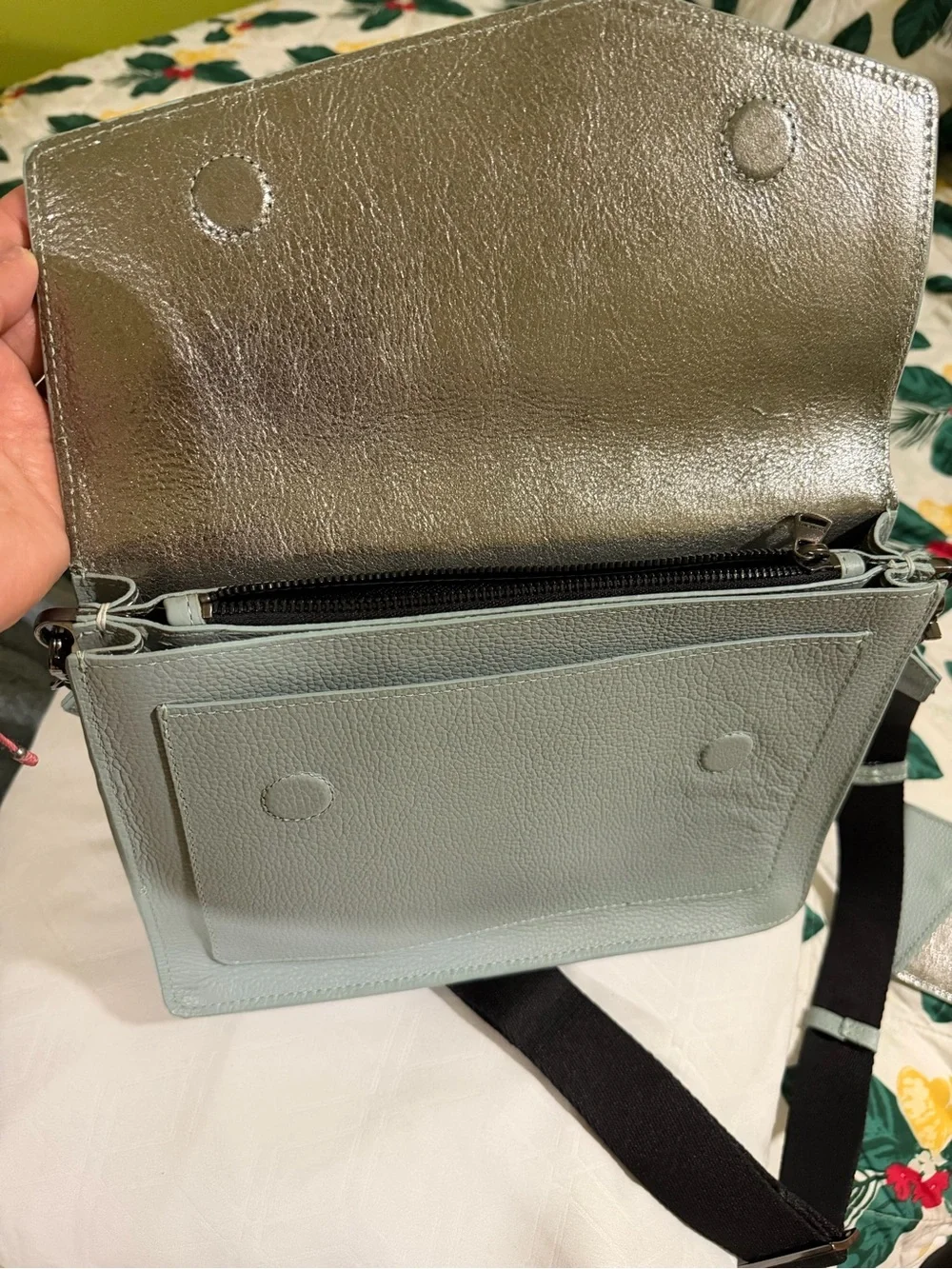 Botkier Light Blue Pebbled Leather Crossbody